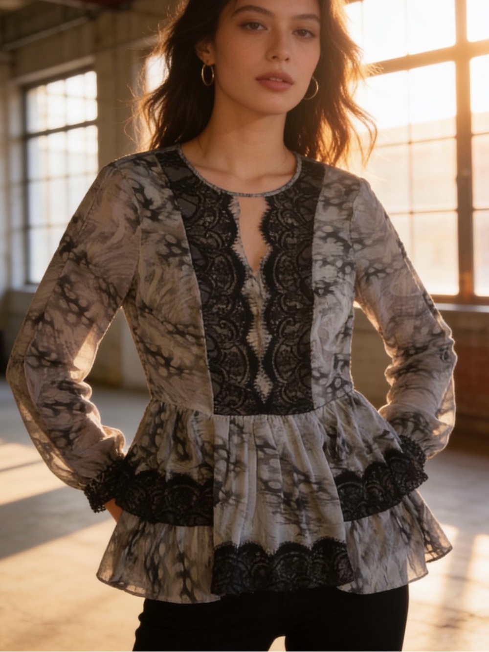 Bebe Cutout Top ~ Sheer